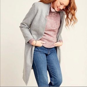 Old Navy Grey Wool Coat, Brushed Long Line
